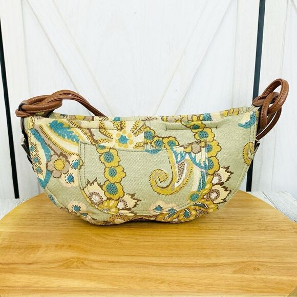 Liz Claiborne Linen Canvas Paisley Floral Shoulder Mini Hobo Bag - Picture 3 of 16
